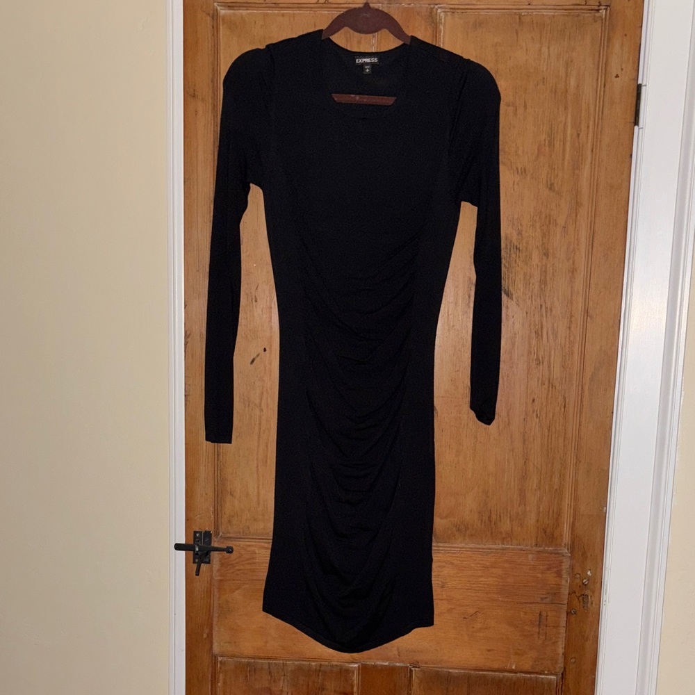 Express fitted black knit dress